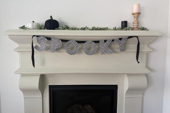 Spooky Fabric Letter Banner, Halloween Mantel...