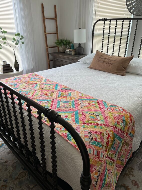 Quilted bedrunner for queen or king size bed-...