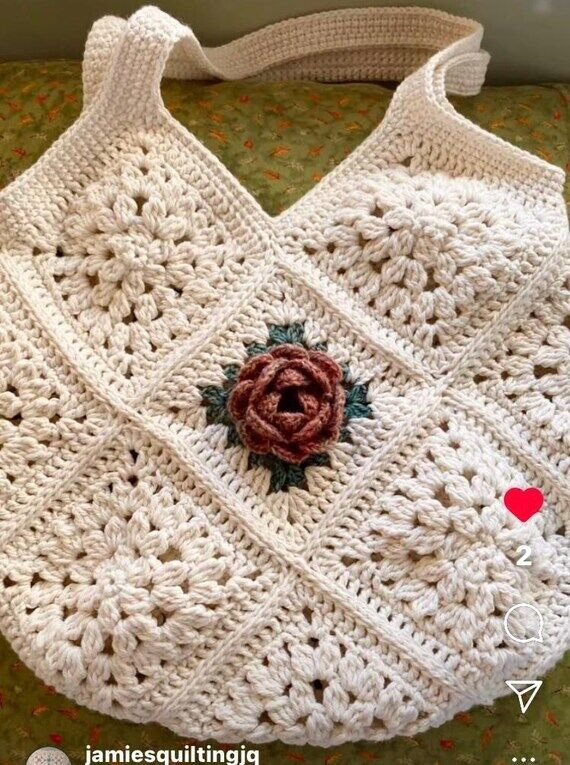 Sweet Crochet cotton strap bag handmade Uniqu...