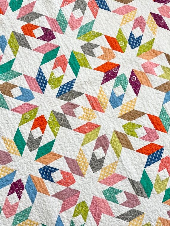 Colorful Star Quilt: Modern Cotton Blanket, H...