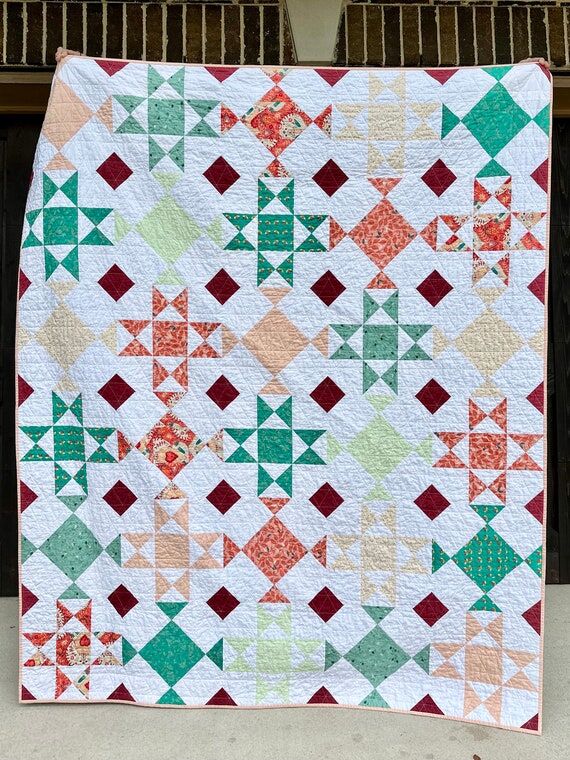 Modern Star Quilt: Handmade Cotton Blanket (6...
