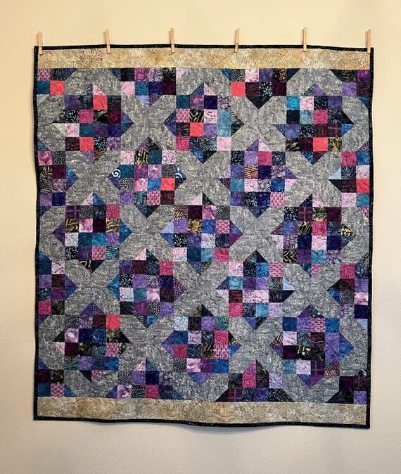Handmade Tutti Fruitti Batik Quilt: Cotton, L...