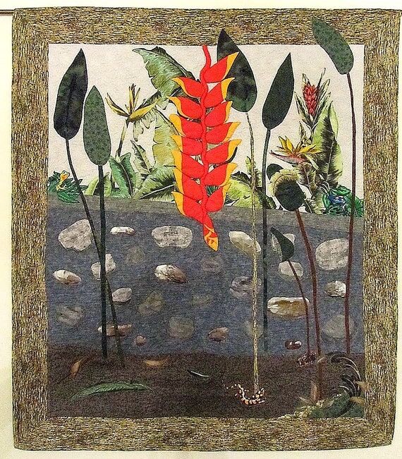 In the Tropics, Art Quilt for Sale, Wall Hang...