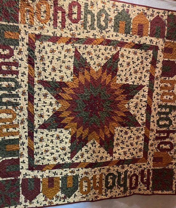 Handmade Christmas quilt , Ho Ho Ho , made wi...