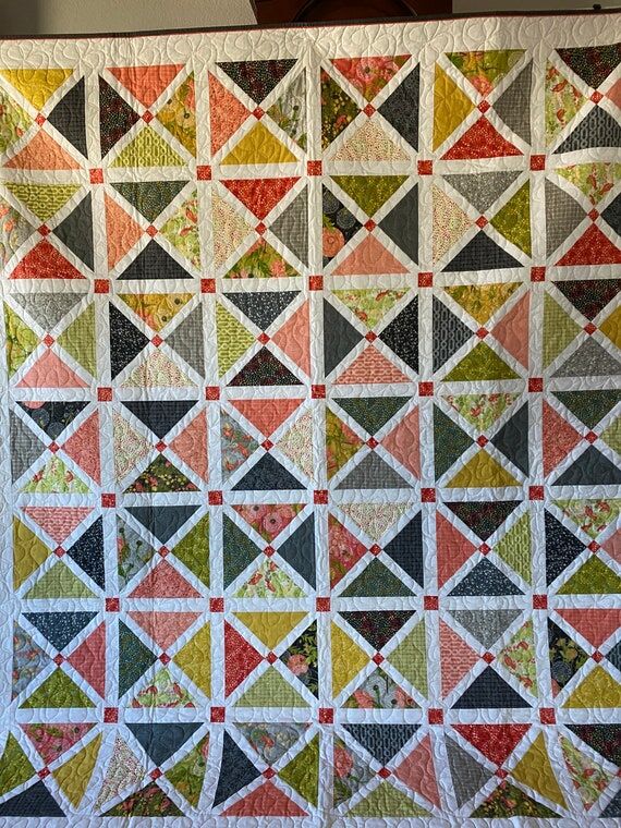 Handmade Quilt “Summer Paths” 72 inches b...