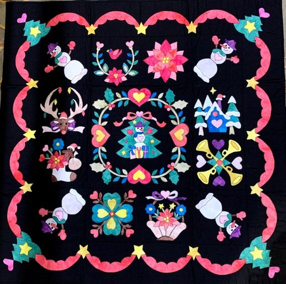 Handmade Christmas Quilt, Baltimore Album Sty...