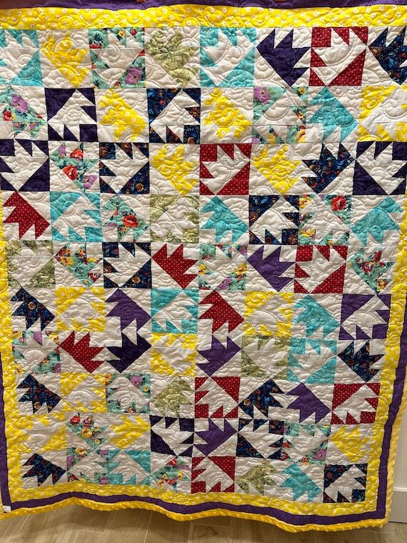 Handmade Chicken Scratch Pattern Quilt...