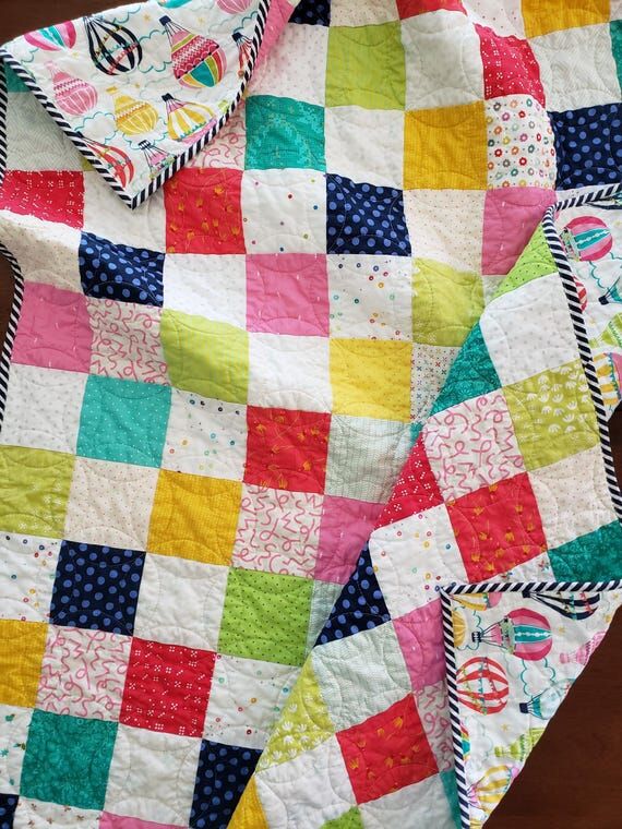 Checkerboard Handmade Patchwork Baby Quilt: H...
