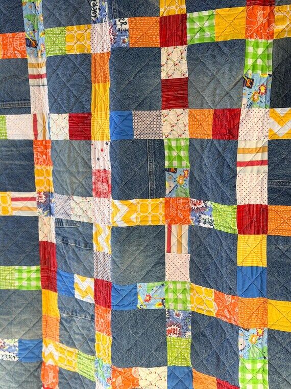 Primary denim toddler Quilt...