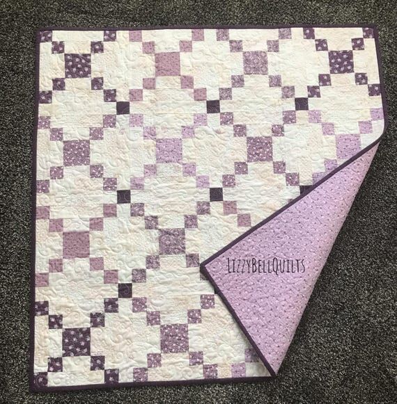 Handmade Lavender Patchwork Baby Quilt, Purpl...