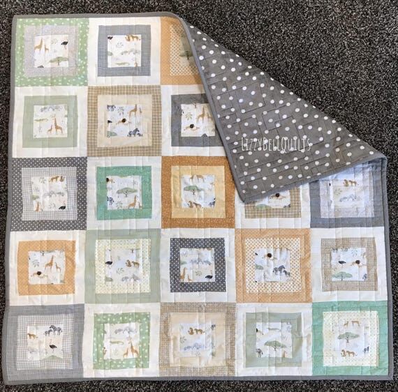 Safari Baby Quilt, Neutral Jungle Animal Quil...