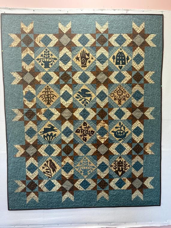 Colonial Heritage Handmade Quilt, Blue and Br...