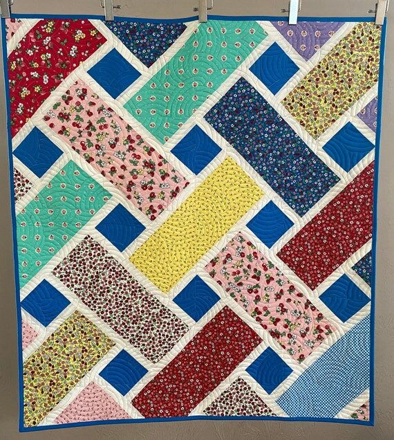 Handmade Floral Patchwork Quilt, Cottagecore ...