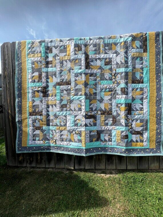 Blue and Yellow Handmade Quilt...