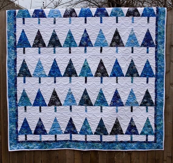 Winter Tree Quilted Throw: Snowflake Batik La...