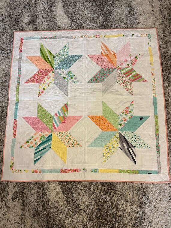 Four Stars: Handmade Quilt soft multi-colored...