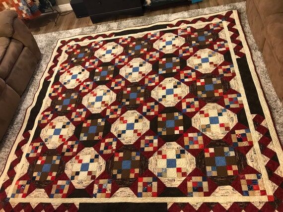 Coffee Plaid: Handmade Quilt - Coffee inspire...