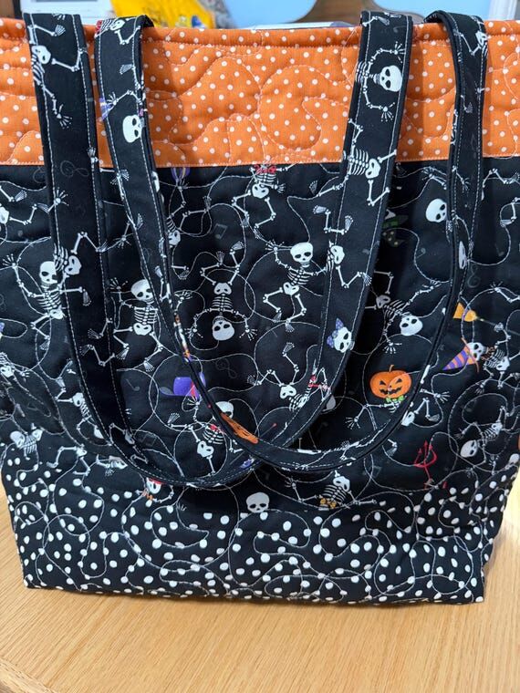 Halloween Happy Skeletons & Pumpkins Tote, Ba...
