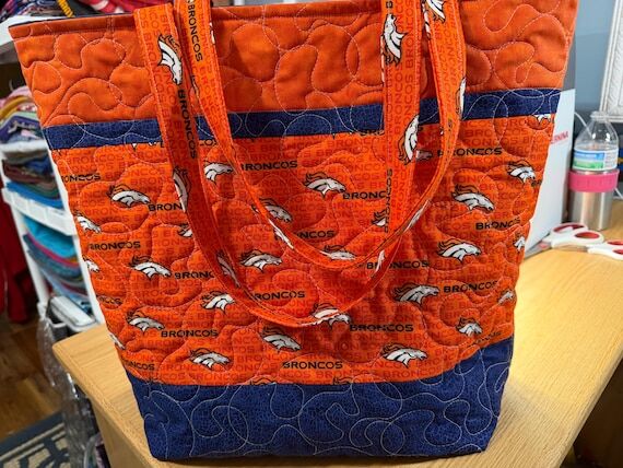 Broncos Football Quilted Tote, Bag, Purse...