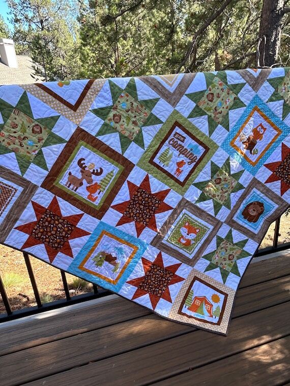 Handmade Camping Theme Childs Quilt: Country ...