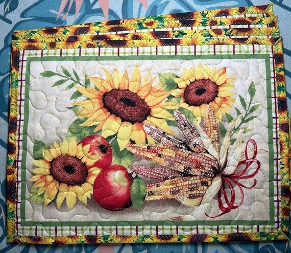 Handmade Sundlower Orchard Placemats (4)...