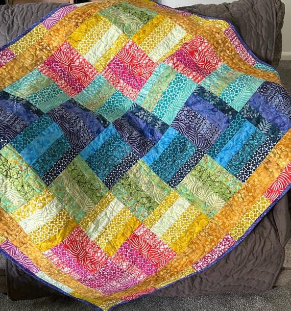 Handmade Quilt MADE TO ORDER Rainbow Batik tw...