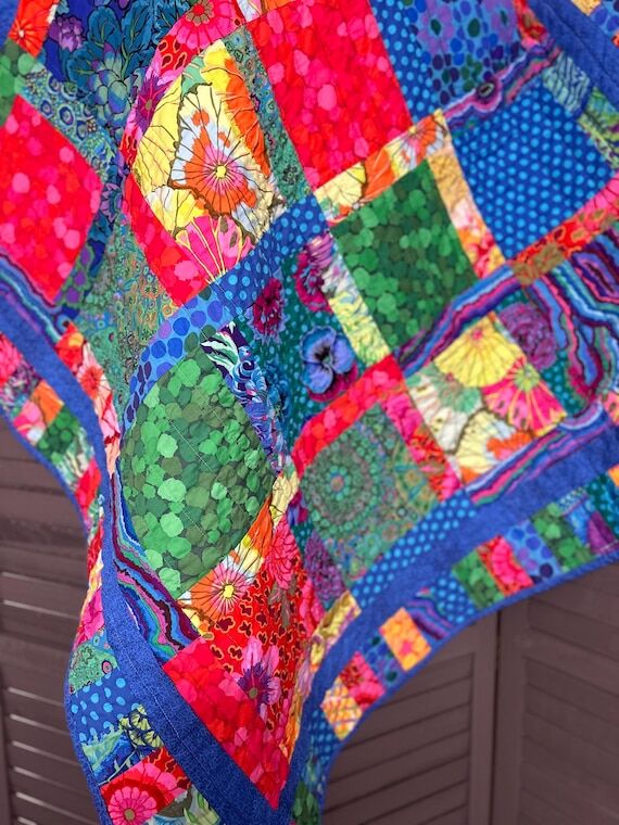 Handmade Quilt Rainbow Patchwork...