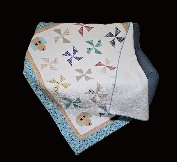 Handmade Dog Theme Pinwheel Lap Quilt...