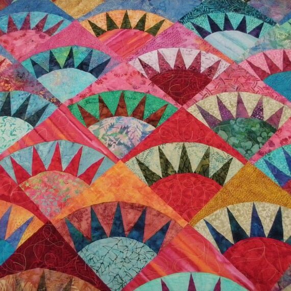 King Queen Size Batik Quilt New York Beauty 1...