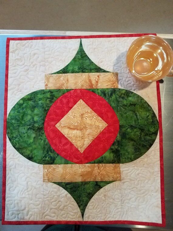 Christmas Ornament Table Topper Quilted 14.5 ...
