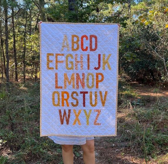 Golden Alphabet Quilt - Wall Hanging Quilt - ...