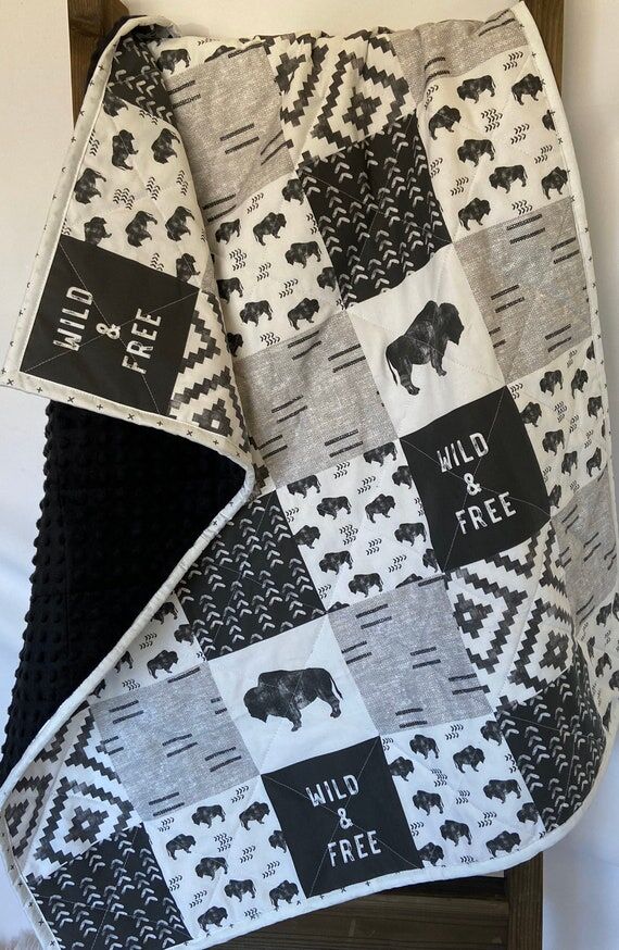 Modern Baby Quilt: Wild and Free Monochrome C...