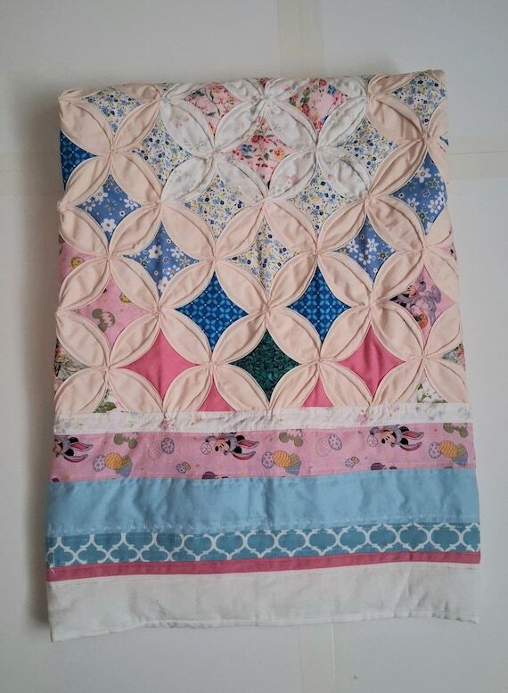 Handmade Baby Quilt in Cathedral Window Patte...