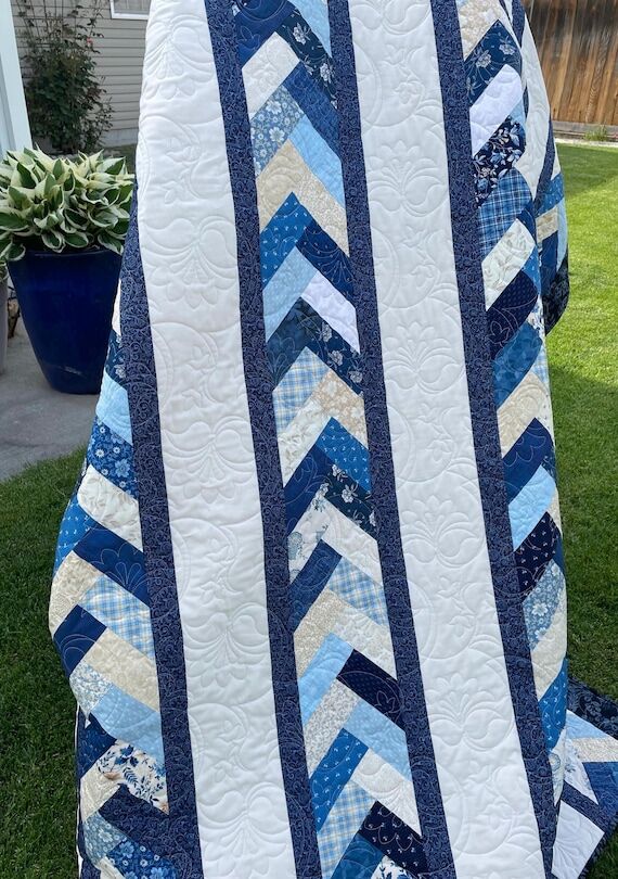 New, Handmade Queen Size 97”x96.5” Blue B...