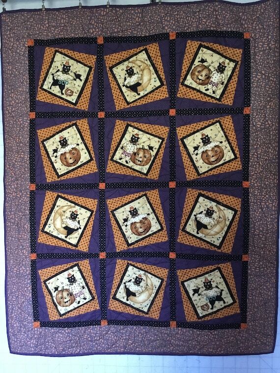 Quilts for Sale Handmade, Halloween Cats Quil...