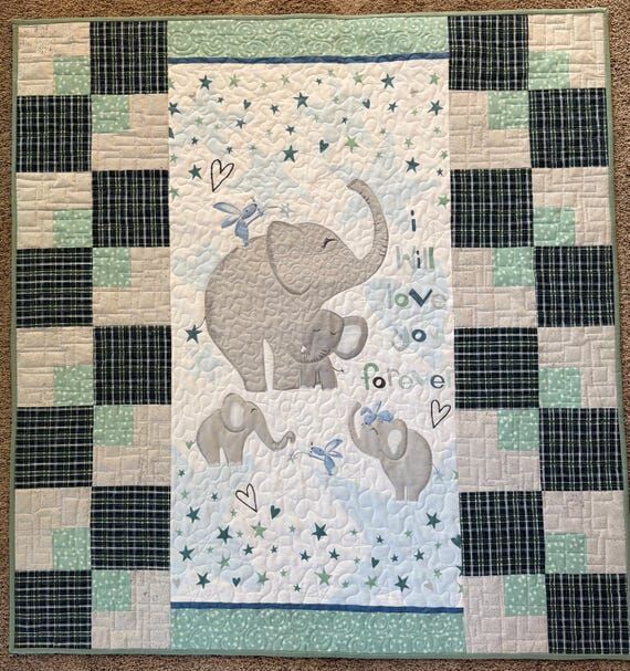 Handmade Elephant Baby Quilt: Jungle Nursery ...