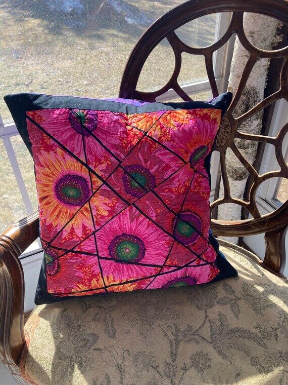 Stained Glass Pillow, throw pillow, floral pi...