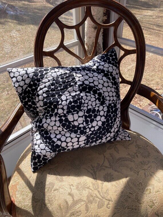 Black & White Pebble Pillow, throw pillow, ha...