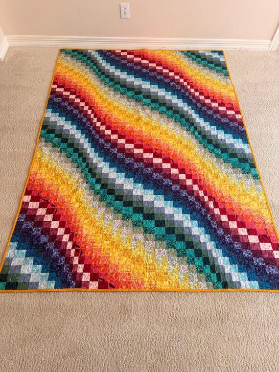 Bargello rainbow colored quilt...