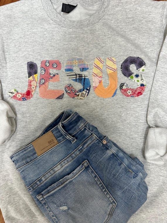 Quilted Jesus Sweatshirt: Upcycled Quilted Co...