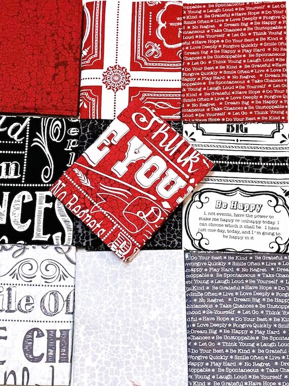 10 Fat Quarters | Red, Black, & White Cotton ...