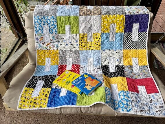 Happy Blocks Baby Quilt | Bright Scrappy Gend...