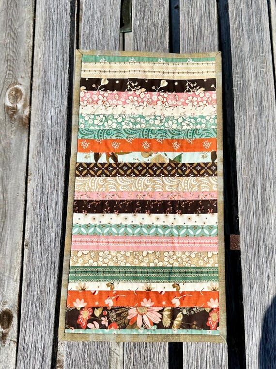 Handmade Patchwork Mini Quilt: Strippy in Mor...