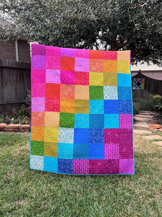 Handmade Rainbow Patchwork Quilt | Modern Col...