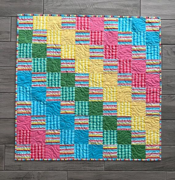 Patchwork Baby Quilt | Colorful Cotton Stroll...