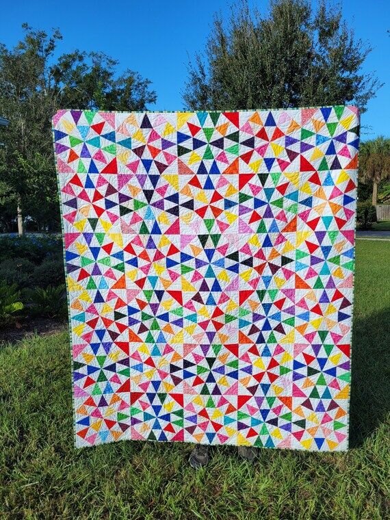 Bright Stars Handmade Reversible Quilt, Cotto...