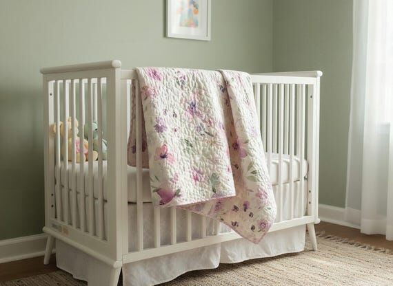 Handmade Girls Quilt/Blanket Modern Floral 36...