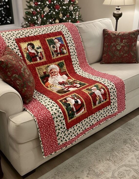 Handmade Santa Lap Quilt 40x50...