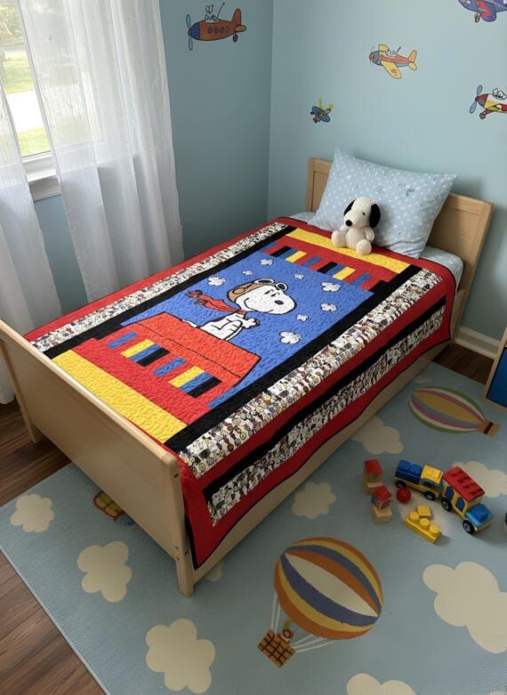 Handmade Snoopy Toddler Quilt 48X70...