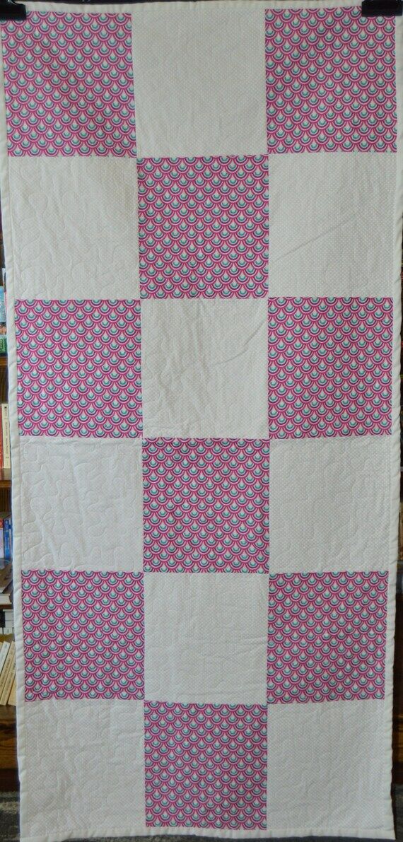 pink,teal,white, rectangular, large lap quilt...